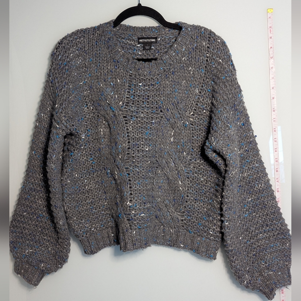 PrettyLittleThing Charcoal Cable Knit Sweater